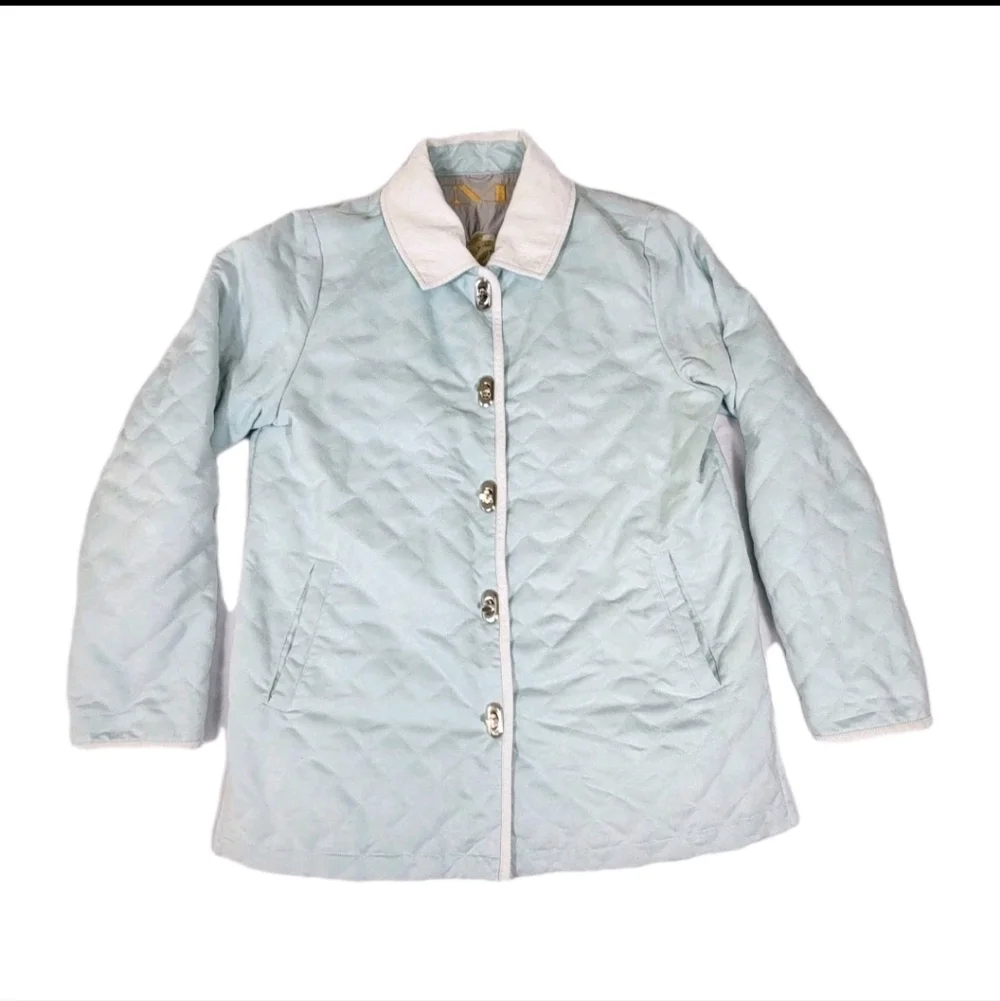 Womens Blue Luxury Quilted Embroidered Microsuede Barn Coat Size S/M Mycra Pac
